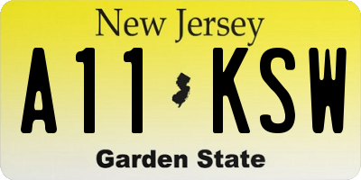 NJ license plate A11KSW