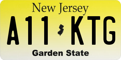 NJ license plate A11KTG