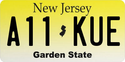 NJ license plate A11KUE