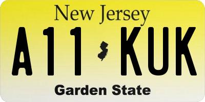 NJ license plate A11KUK