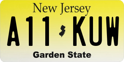 NJ license plate A11KUW