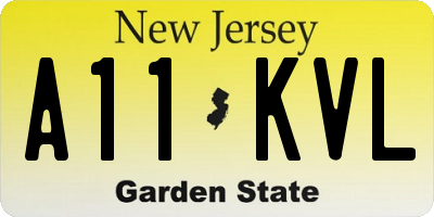 NJ license plate A11KVL