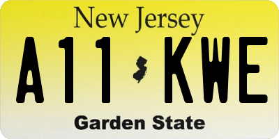 NJ license plate A11KWE