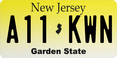 NJ license plate A11KWN