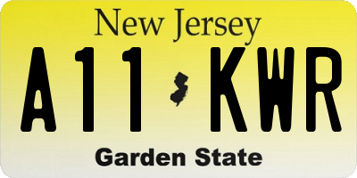 NJ license plate A11KWR