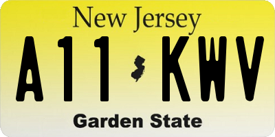 NJ license plate A11KWV