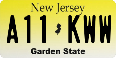 NJ license plate A11KWW