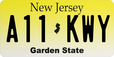 NJ license plate A11KWY