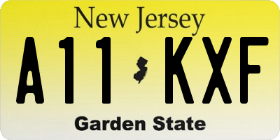 NJ license plate A11KXF