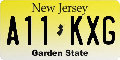 NJ license plate A11KXG