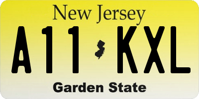 NJ license plate A11KXL