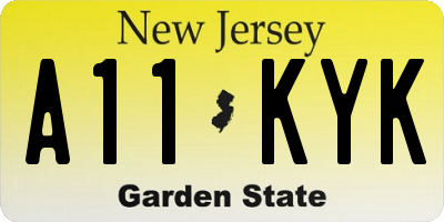 NJ license plate A11KYK