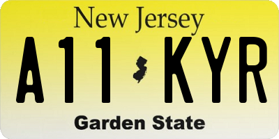 NJ license plate A11KYR