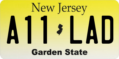 NJ license plate A11LAD