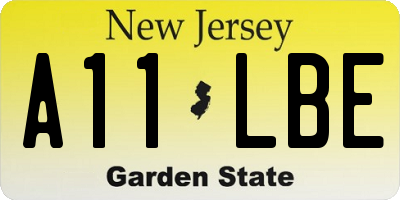 NJ license plate A11LBE