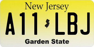 NJ license plate A11LBJ