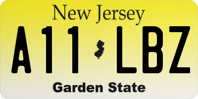 NJ license plate A11LBZ
