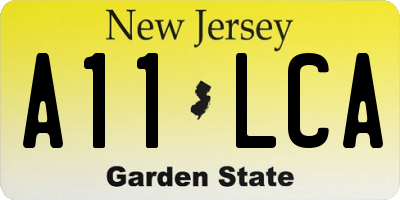 NJ license plate A11LCA
