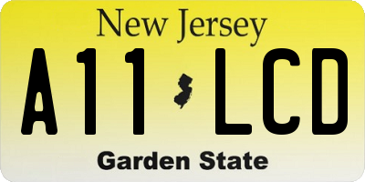 NJ license plate A11LCD