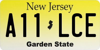 NJ license plate A11LCE