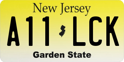 NJ license plate A11LCK