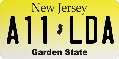 NJ license plate A11LDA