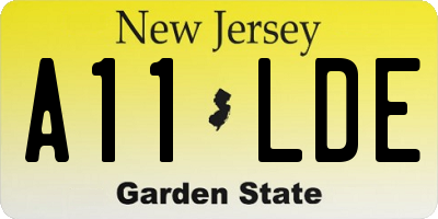 NJ license plate A11LDE