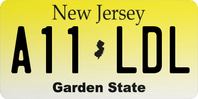 NJ license plate A11LDL