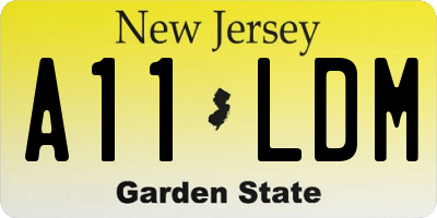 NJ license plate A11LDM