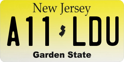 NJ license plate A11LDU