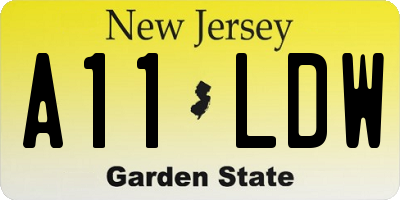 NJ license plate A11LDW