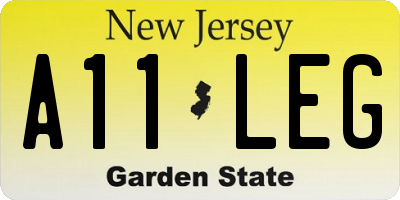 NJ license plate A11LEG