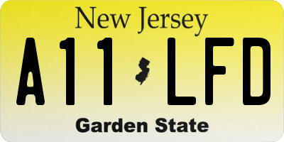 NJ license plate A11LFD