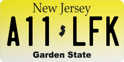 NJ license plate A11LFK