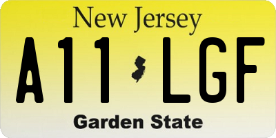 NJ license plate A11LGF