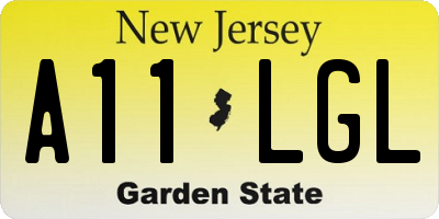 NJ license plate A11LGL