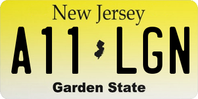 NJ license plate A11LGN