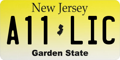 NJ license plate A11LIC
