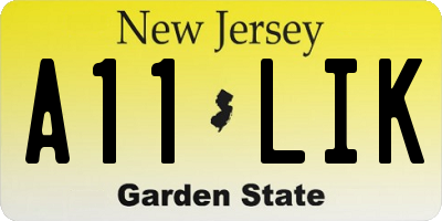 NJ license plate A11LIK