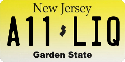 NJ license plate A11LIQ