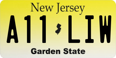 NJ license plate A11LIW