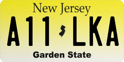 NJ license plate A11LKA