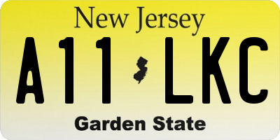 NJ license plate A11LKC