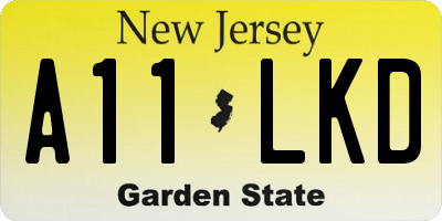 NJ license plate A11LKD