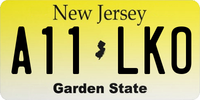 NJ license plate A11LKO