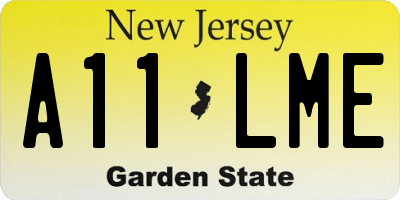 NJ license plate A11LME