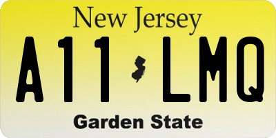 NJ license plate A11LMQ