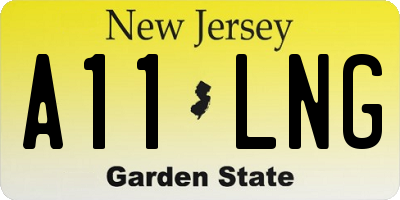 NJ license plate A11LNG