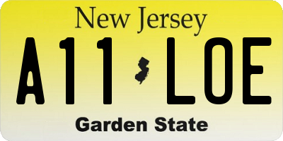 NJ license plate A11LOE