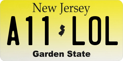 NJ license plate A11LOL